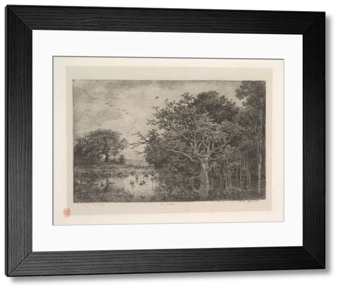 Framed Print : The Marshes, 1851. Creator: Charles Francois Daubigny Framed Print : The Marshes, 1851. Creator: Charles Francois Daubigny