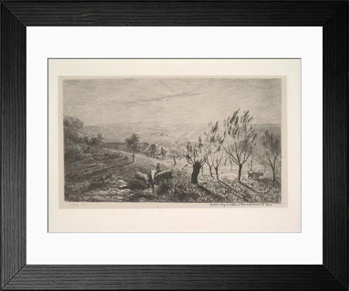 Framed Print : Sunrise, 1850. Creator: Charles Francois Daubigny Framed Print : Sunrise, 1850. Creator: Charles Francois Daubigny