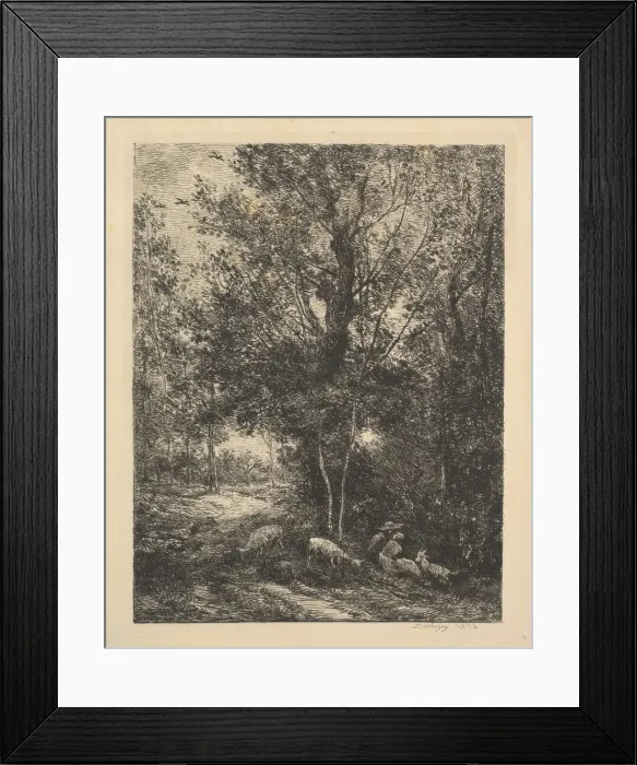 Framed Print : Shepherd and Shepherdess, 1874. Creator: Charles Francois Daubigny Framed Print : Shepherd and Shepherdess, 1874. Creator: Charles Francois Daubigny