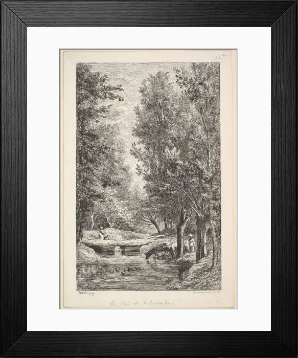 Framed Print : A Stream in the Mondois Valley, 1835-78. Creator: Charles Francois Daubigny Framed Print : A Stream in the Mondois Valley, 1835-78. Creator: Charles Francois Daubigny