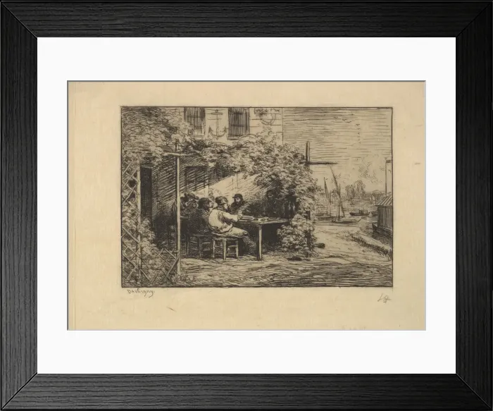 Framed Print : The Farewell Breakfast at Asnieres, 1861. Creator: Charles Francois Daubigny Framed Print : The Farewell Breakfast at Asnieres, 1861. Creator: Charles Francois Daubigny