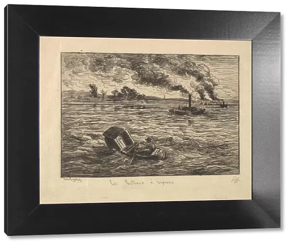 The Steam Boats, 1861. Creator: Charles Francois Daubigny