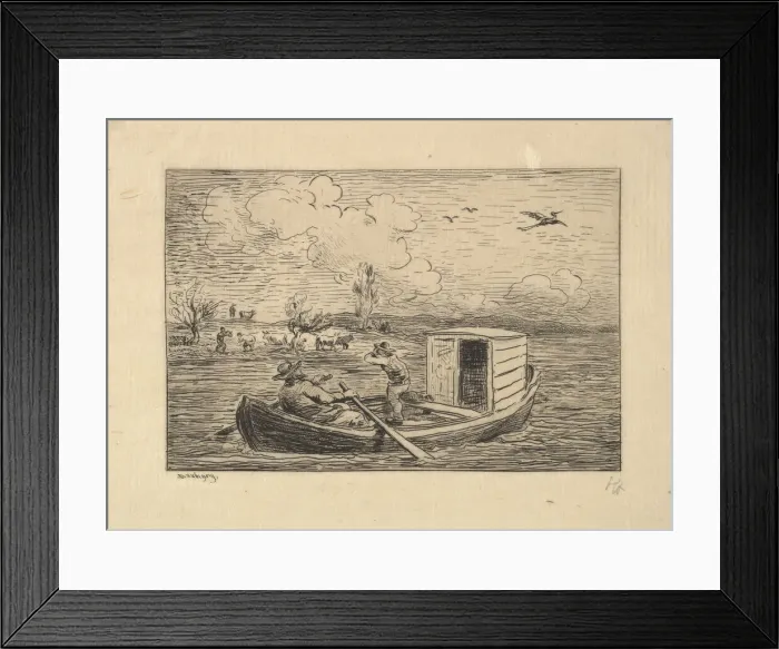 Framed Print : Calling to Shore, 1861. Creator: Charles Francois Daubigny Framed Print : Calling to Shore, 1861. Creator: Charles Francois Daubigny
