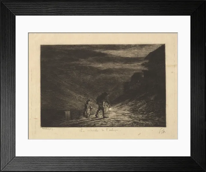 Framed Print : The Search for an Inn, 1861. Creator: Charles Francois Daubigny Framed Print : The Search for an Inn, 1861. Creator: Charles Francois Daubigny