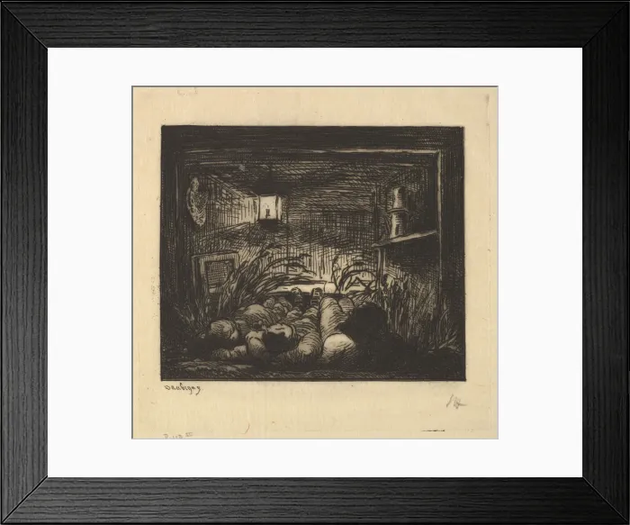 Framed Print : Sleeping on Board the Boat, 1861. Creator: Charles Francois Daubigny Framed Print : Sleeping on Board the Boat, 1861. Creator: Charles Francois Daubigny
