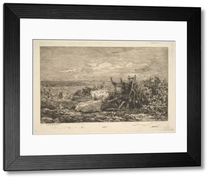 Framed Print : The Harvest (Souvenir of the Morvan), 1865. Creator: Charles Francois Daubigny Framed Print : The Harvest (Souvenir of the Morvan), 1865. Creator: Charles Francois Daubigny