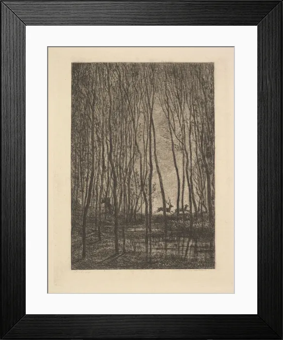 Framed Print : Deer in the Woods, 1850. Creator: Charles Francois Daubigny Framed Print : Deer in the Woods, 1850. Creator: Charles Francois Daubigny