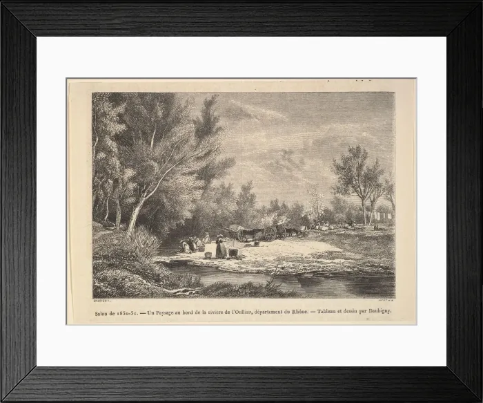 Framed Print : Salon de 1850-51. Landscape along the shores of the river Oullins, 1850-51 Framed Print : Salon de 1850-51. Landscape along the shores of the river Oullins, 1850-51