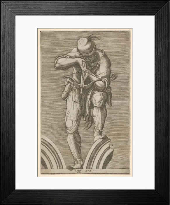 Framed Print : A Man Shooting a Crossbow, 1579. Creator: Cherubino Alberti Framed Print : A Man Shooting a Crossbow, 1579. Creator: Cherubino Alberti
