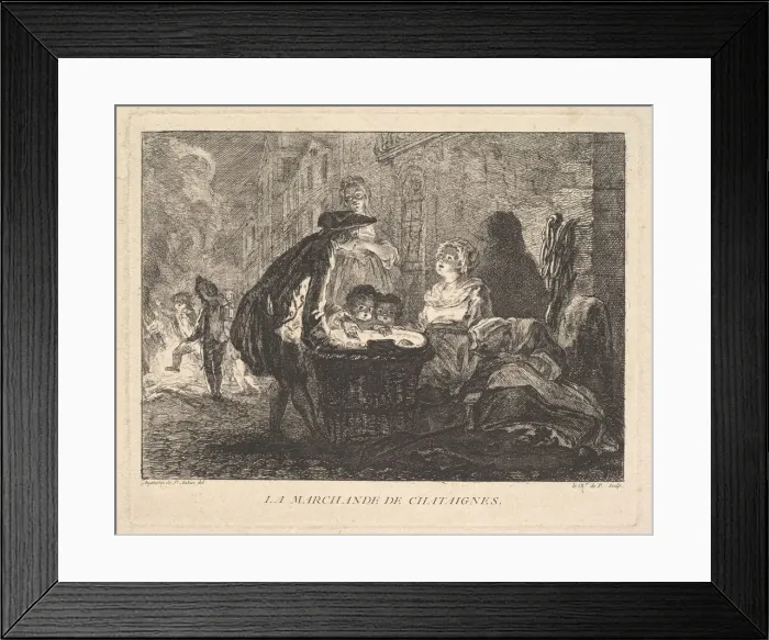 Framed Print : La Marchande de Chataignes (The Chestnut Seller), 1762. Creator: Chevalier de Parlington Framed Print : La Marchande de Chataignes (The Chestnut Seller), 1762. Creator: Chevalier de Parlington