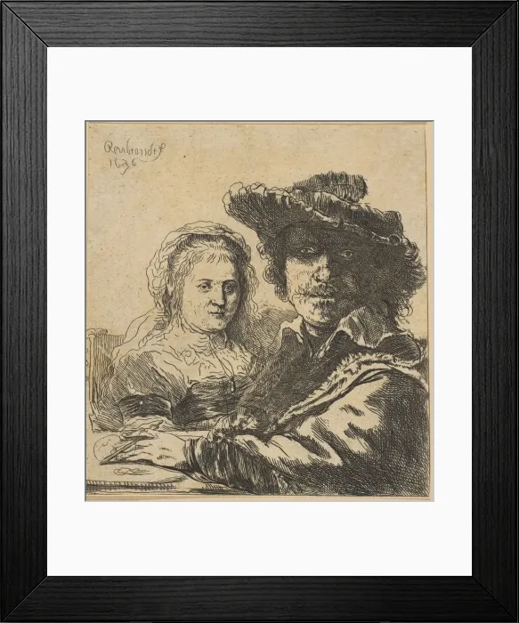 Framed Print : Rembrandt and his Wife (copy), 1786-1844. Creator: Ignace Joseph de Claussin Framed Print : Rembrandt and his Wife (copy), 1786-1844. Creator: Ignace Joseph de Claussin