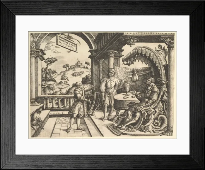 Framed Print : David playing the harp before Saul, 1531. Creator: Christoph Bockstorffer Framed Print : David playing the harp before Saul, 1531. Creator: Christoph Bockstorffer