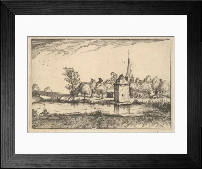 Framed Print : Pond and a Village, plate 15 from Regiunculae et Villae Aliquot Ducatus Brabantiae, ca Framed Print : Pond and a Village, plate 15 from Regiunculae et Villae Aliquot Ducatus Brabantiae, ca