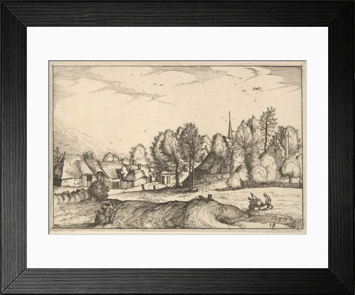 Framed Print : Road into a Village, plate 19 from Regiunculae et Villae Aliquot Ducatus Brabantiae, ca Framed Print : Road into a Village, plate 19 from Regiunculae et Villae Aliquot Ducatus Brabantiae, ca