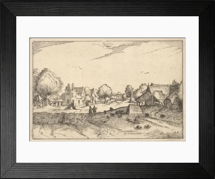 Framed Print : Village Road, plate 20 from Regiunculae et Villae Aliquot Ducatus Brabantiae, ca. 1610 Framed Print : Village Road, plate 20 from Regiunculae et Villae Aliquot Ducatus Brabantiae, ca. 1610