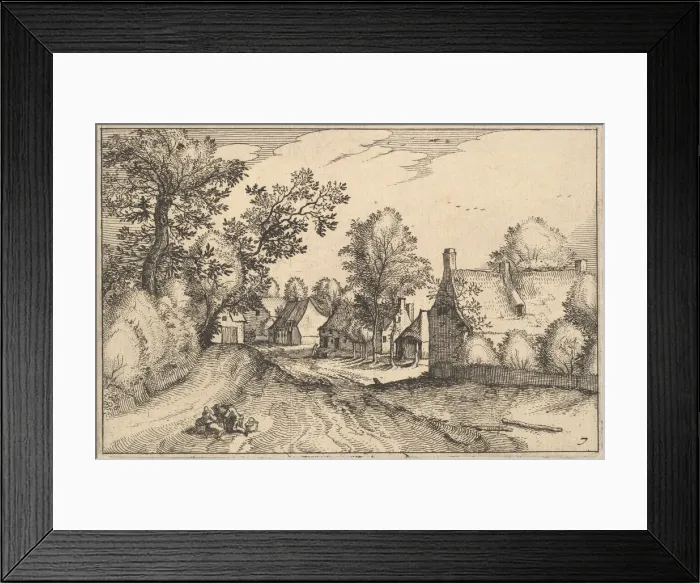 Framed Print : A Village Road, plate 7 from Regiunculae et Villae Aliquot Ducatus Brabantiae, ca. 1610