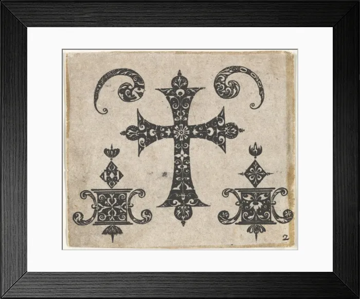 Framed Print : Blackwork Print with a Latin Cross and Small Motifs, ca. 1620 Framed Print : Blackwork Print with a Latin Cross and Small Motifs, ca. 1620