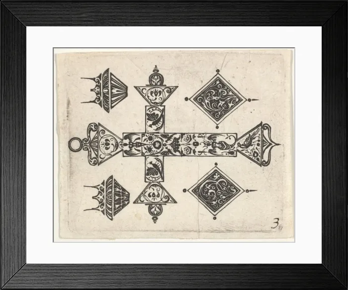 Framed Print : Blackwork Print with a Latin Cross and Four Motifs, ca. 1620 Framed Print : Blackwork Print with a Latin Cross and Four Motifs, ca. 1620