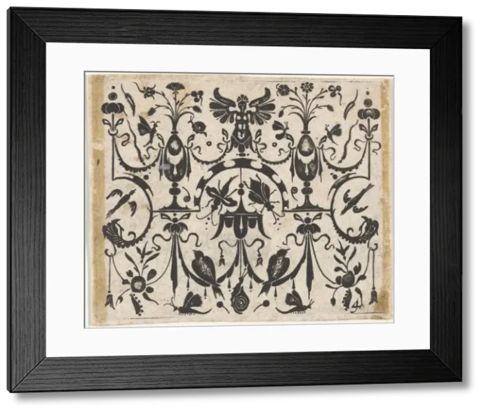 Framed Print : Blackwork Print with a Symmetric Grotesque Pattern, ca. 1620 Framed Print : Blackwork Print with a Symmetric Grotesque Pattern, ca. 1620