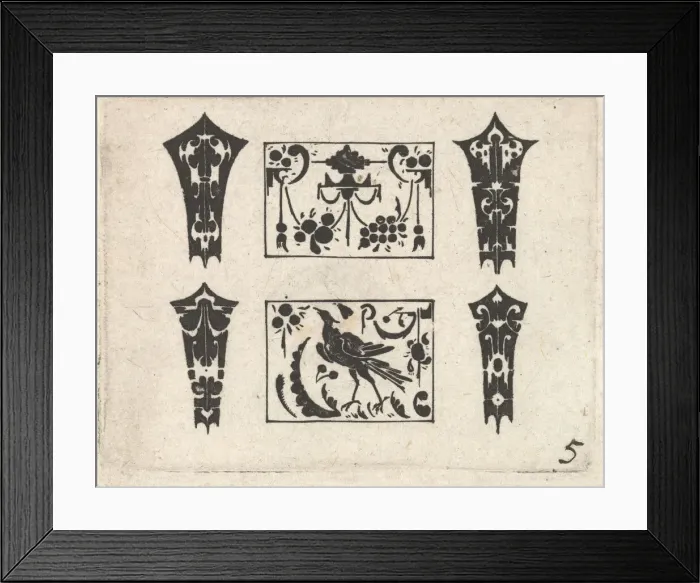 Framed Print : Blackwork Print with a Symmetrical Schweifwerk Pattern, ca. 1620 Framed Print : Blackwork Print with a Symmetrical Schweifwerk Pattern, ca. 1620