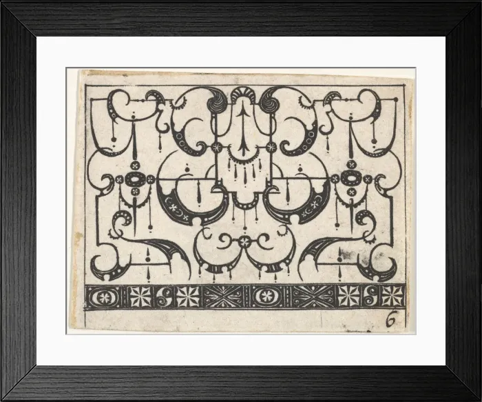 Framed Print : Blackwork Print with an All-Over Schweifwerk Pattern, ca. 1620 Framed Print : Blackwork Print with an All-Over Schweifwerk Pattern, ca. 1620
