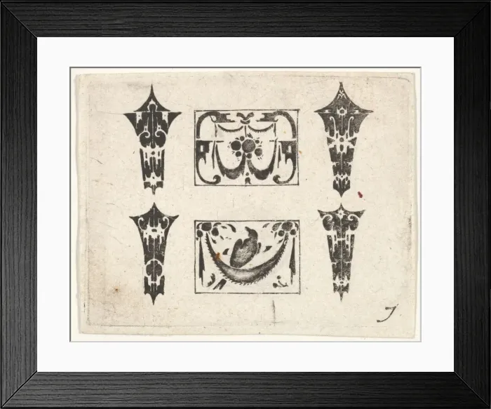 Framed Print : Blackwork Print with Two Horizontal Panels and Four Bezels, ca. 1620 Framed Print : Blackwork Print with Two Horizontal Panels and Four Bezels, ca. 1620