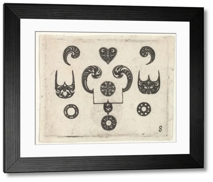 Framed Print : Blackwork Print with Various Motifs, ca. 1620. Creator: Claes Jansz Visscher Framed Print : Blackwork Print with Various Motifs, ca. 1620. Creator: Claes Jansz Visscher