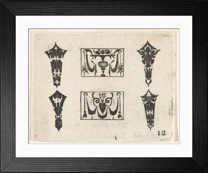 Framed Print : Blackwork Print with Two Horizontal Panels and Four Bezels, ca. 1620 Framed Print : Blackwork Print with Two Horizontal Panels and Four Bezels, ca. 1620