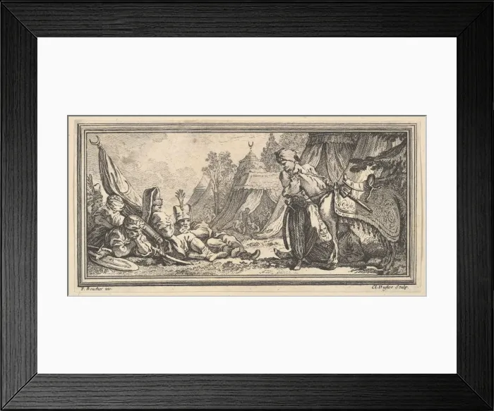 Framed Print : Turkish Soldiers Resting, 1746-47. Creator: Claude Augustin Duflos le Jeune Framed Print : Turkish Soldiers Resting, 1746-47. Creator: Claude Augustin Duflos le Jeune