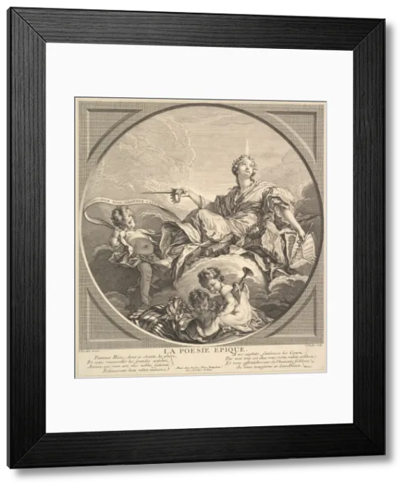 Framed Print : Epic Poetry, ca. 1741. Creator: Claude Augustin Duflos le Jeune Framed Print : Epic Poetry, ca. 1741. Creator: Claude Augustin Duflos le Jeune