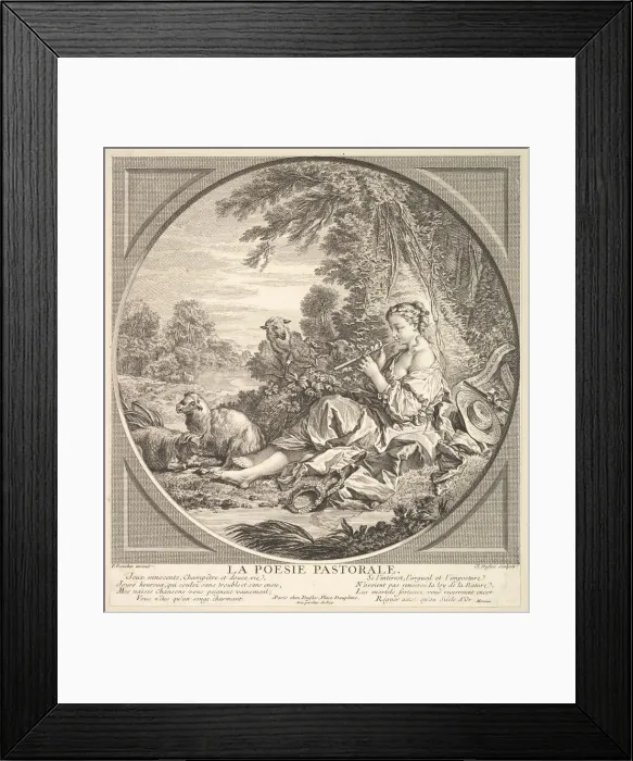 Framed Print : Pastoral Poetry, ca. 1742. Creator: Claude Augustin Duflos le Jeune Framed Print : Pastoral Poetry, ca. 1742. Creator: Claude Augustin Duflos le Jeune
