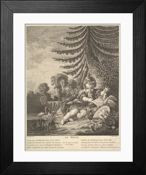 Framed Print : The Poet, ca. 1753. Creator: Claude Augustin Duflos le Jeune Framed Print : The Poet, ca. 1753. Creator: Claude Augustin Duflos le Jeune