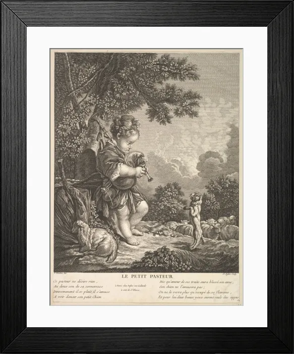Framed Print : The Little Shepherd, ca. 1753. Creator: Claude Augustin Duflos le Jeune Framed Print : The Little Shepherd, ca. 1753. Creator: Claude Augustin Duflos le Jeune