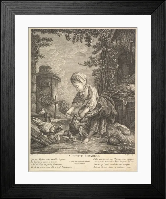Framed Print : The Little Farm Girl, ca. 1753. Creator: Claude Augustin Duflos le Jeune Framed Print : The Little Farm Girl, ca. 1753. Creator: Claude Augustin Duflos le Jeune