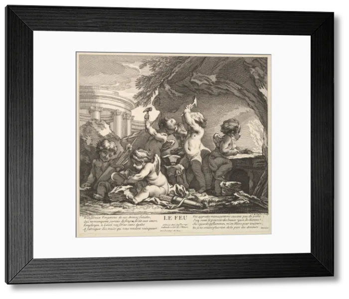 Framed Print : Fire, 18th century. Creator: Claude Augustin Duflos le Jeune Framed Print : Fire, 18th century. Creator: Claude Augustin Duflos le Jeune