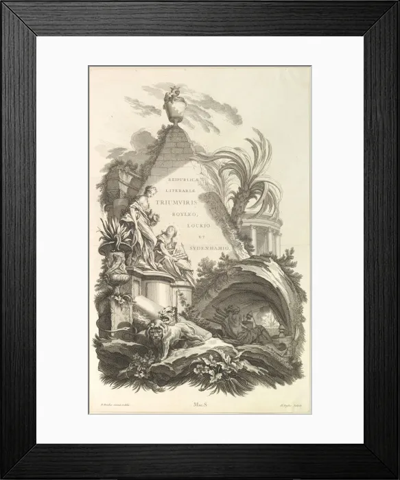 Framed Print : Frontispice pour le Tombeau de Boyle, Locke, et Sydenham Framed Print : Frontispice pour le Tombeau de Boyle, Locke, et Sydenham