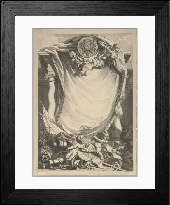 Framed Print : Frame for a Dedication Plate, 18th century. Creator: Claude Augustin Duflos le Jeune Framed Print : Frame for a Dedication Plate, 18th century. Creator: Claude Augustin Duflos le Jeune