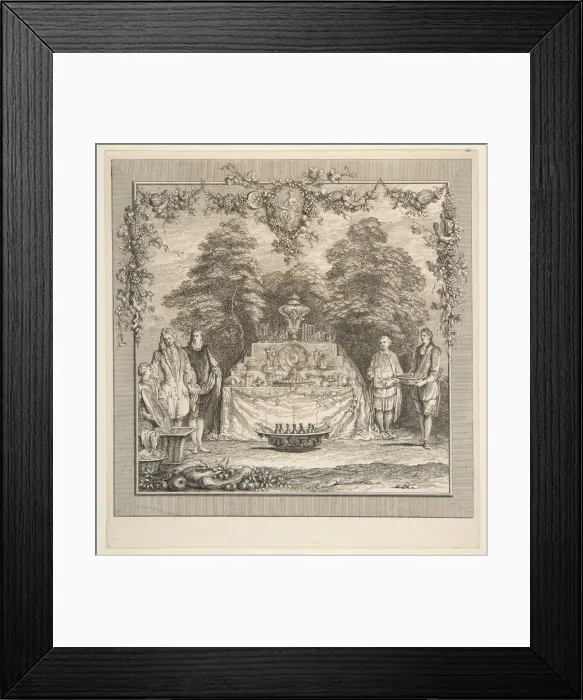 Framed Print : La Colation preparee dans un jardin. n. d. Creators: Claude Gillot, Jacques Gabriel Huquier Framed Print : La Colation preparee dans un jardin. n. d. Creators: Claude Gillot, Jacques Gabriel Huquier
