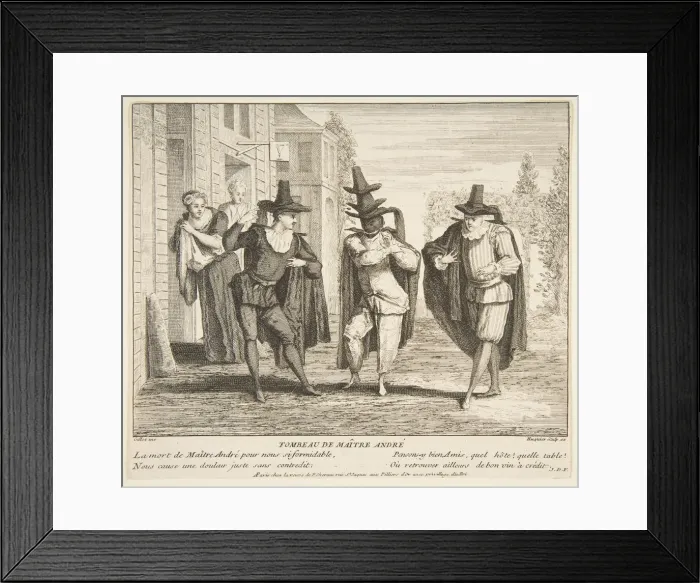 Framed Print : The Death of Maitre Andre. n. d. Creators: Claude Gillot, Jacques Gabriel Huquier Framed Print : The Death of Maitre Andre. n. d. Creators: Claude Gillot, Jacques Gabriel Huquier