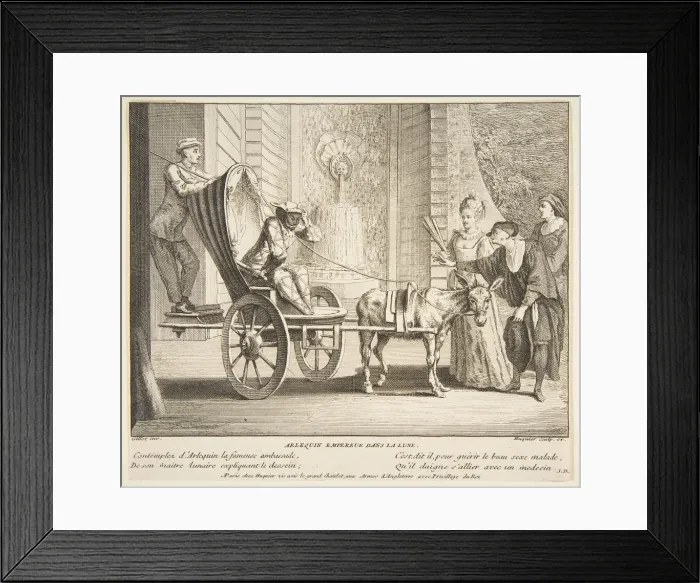 Framed Print : Harlequin, Emperor on the Moon. n. d. Creators: Claude Gillot, Jacques Gabriel Huquier Framed Print : Harlequin, Emperor on the Moon. n. d. Creators: Claude Gillot, Jacques Gabriel Huquier