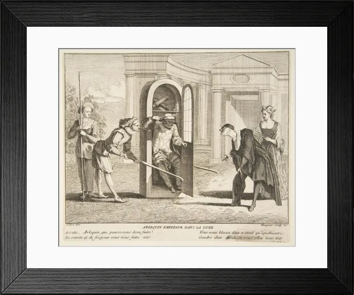 Framed Print : Harlequin, Emperor on the Moon. n. d. Creators: Claude Gillot, Jacques Gabriel Huquier Framed Print : Harlequin, Emperor on the Moon. n. d. Creators: Claude Gillot, Jacques Gabriel Huquier