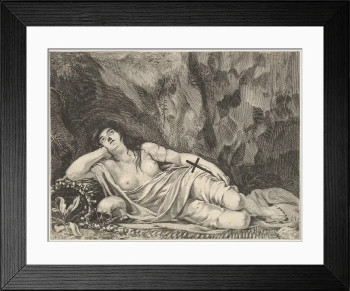 Framed Print : St. Mary Magdalen Reclining in a Grotto. Creator: Claude Goyrand Framed Print : St. Mary Magdalen Reclining in a Grotto. Creator: Claude Goyrand
