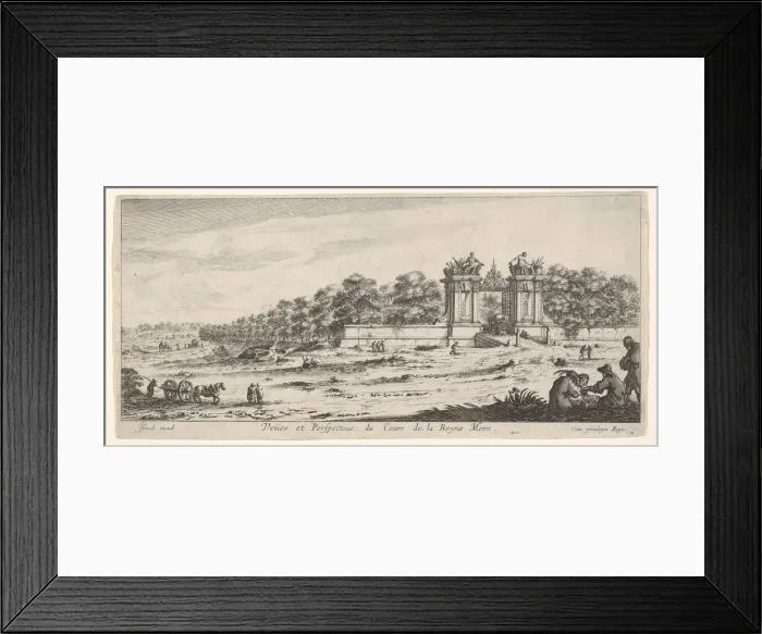 Framed Print : View of the gate of the residence of the Queen Mother, from the series Views and new Framed Print : View of the gate of the residence of the Queen Mother, from the series Views and new