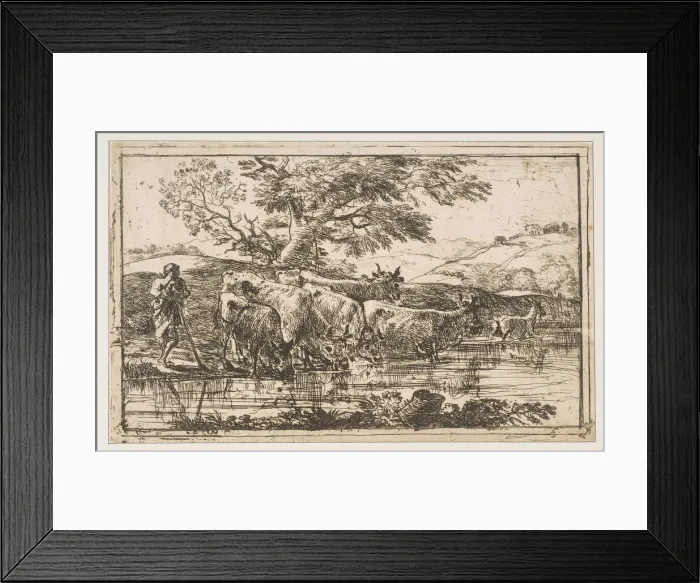 Framed Print : The Herd at the Watering Place, 1635. Creator: Claude Lorrain Framed Print : The Herd at the Watering Place, 1635. Creator: Claude Lorrain