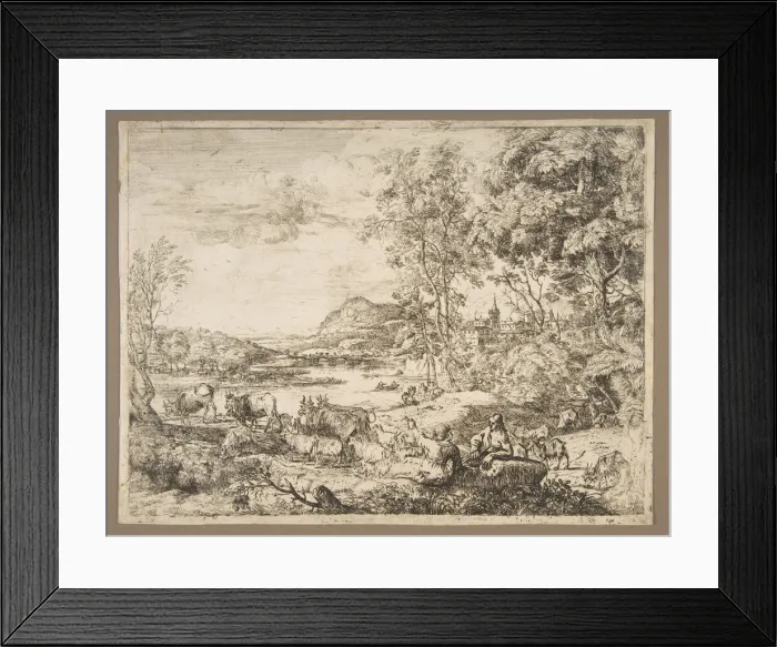 Framed Print : Shepherd and Shepherdess Conversing in a Landscape, ca. 1651. Creator: Claude Lorrain Framed Print : Shepherd and Shepherdess Conversing in a Landscape, ca. 1651. Creator: Claude Lorrain