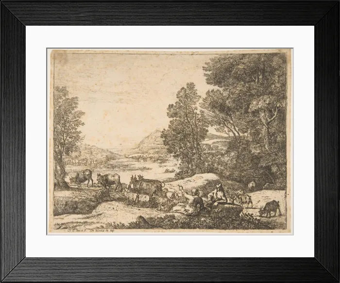 Framed Print : Shepherd and Shepherdess Conversing in a Landscape, ca. 1651. Creator: Claude Lorrain Framed Print : Shepherd and Shepherdess Conversing in a Landscape, ca. 1651. Creator: Claude Lorrain