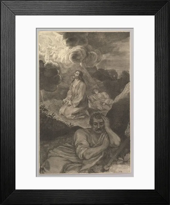 Framed Print : Christ in the Garden of Olives, 17th century. Creator: Claude Mellan Framed Print : Christ in the Garden of Olives, 17th century. Creator: Claude Mellan