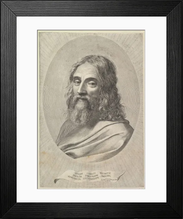 Framed Print : Bust of St. Joseph in an Oval. Creator: Claude Mellan Framed Print : Bust of St. Joseph in an Oval. Creator: Claude Mellan