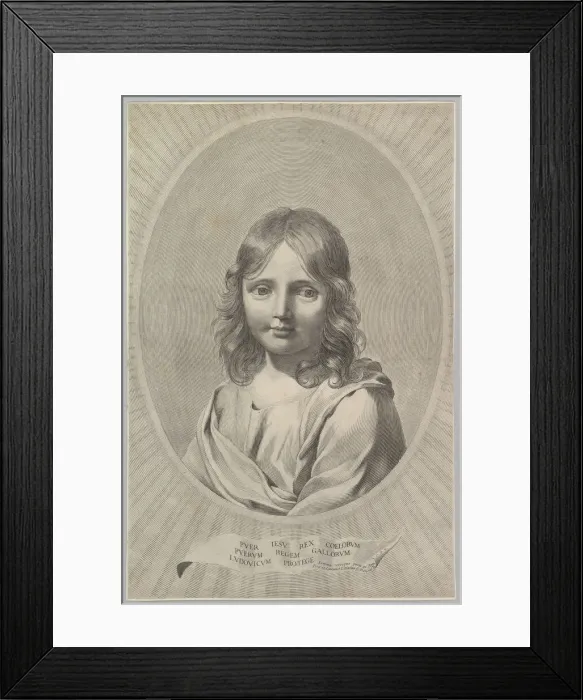 Framed Print : Bust of Jesus as a Child in an Oval. Creator: Claude Mellan Framed Print : Bust of Jesus as a Child in an Oval. Creator: Claude Mellan