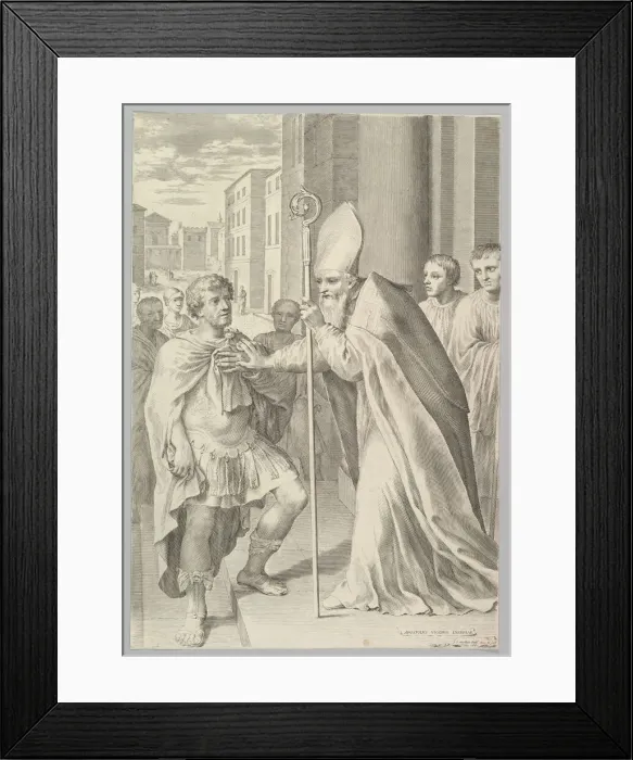 Framed Print : St. Ambrose, Archbishop of Milan, Turning Back Emperor Theodosius, 1681 Framed Print : St. Ambrose, Archbishop of Milan, Turning Back Emperor Theodosius, 1681